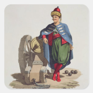 Turkse soldaat uit 'Costumes of the Dious Nat' Vierkante Sticker
