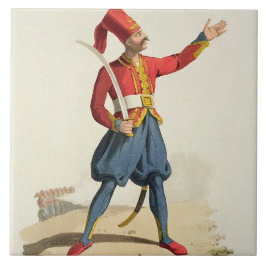 Turkse soldaat uit 'Costumes of the Various Nat' Tegeltje (Voorkant)