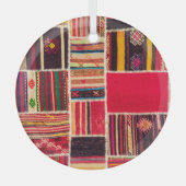 Turkse tapijt Patchwork Handgemaakte Textuur Glas Ornament (Voorkant)