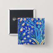 Turkse tegels voor florale bloeding vierkante button 5,1 cm (Voorkant /achterkant)