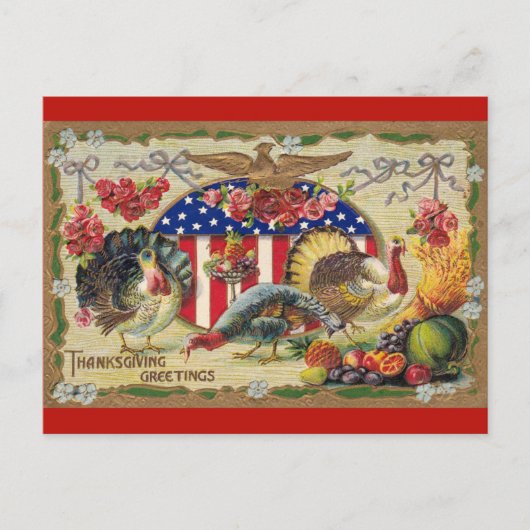 -Turkse Thanksgiving Groeten Patriottisch Briefkaart (Voorkant)