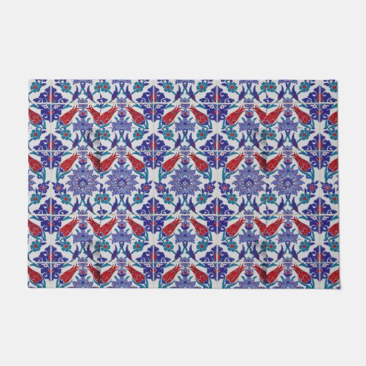 Turkse Tulp Oriëntaalse Arabesk Bloemrijke Visuele Deurmat (Voorkant)