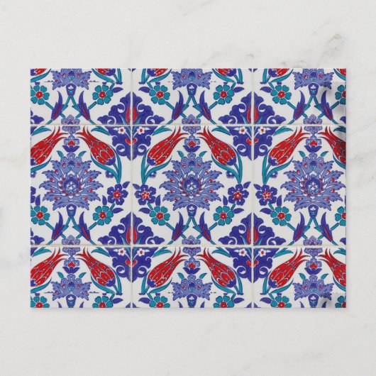 Turkse Tulp Oriëntaalse Arabesque Bloemrijke Visue Briefkaart (Voorkant)