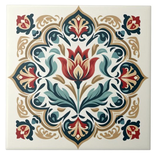 Turkse tulp Ottomaans geïnspireerd Tegeltje (Voorkant)