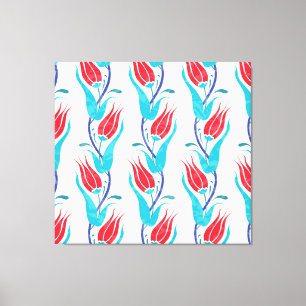Turkse tulpen: traditioneel naadloos motief. canvas afdruk
