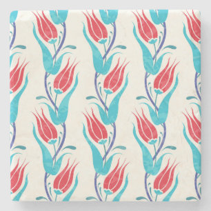 Turkse tulpen: traditioneel naadloos motief. stenen onderzetter