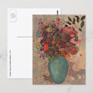 Turkse vaas door Odilon Redon, Vintage bloemenkuns Briefkaart