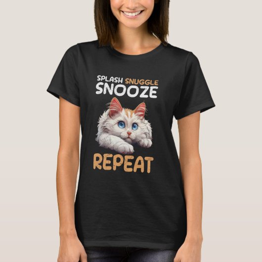 Turkse Van SPLASH KNUFFEL SLAAP HERVERHAAL Grappig T-shirt (Voorkant)