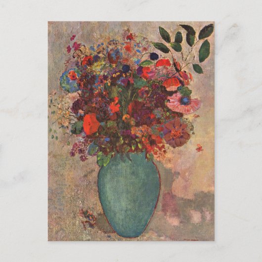 Turkse Vase door Odilon Redon,  bloemen Kunst Briefkaart (Voorkant)