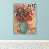 Turkse Vase door Odilon Redon,  bloemen Kunst Canvas Afdruk (Insitu (Houten vloer))