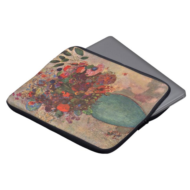 Turkse Vase door Odilon Redon,  bloemen Kunst Laptop Sleeve (Voorkant top)