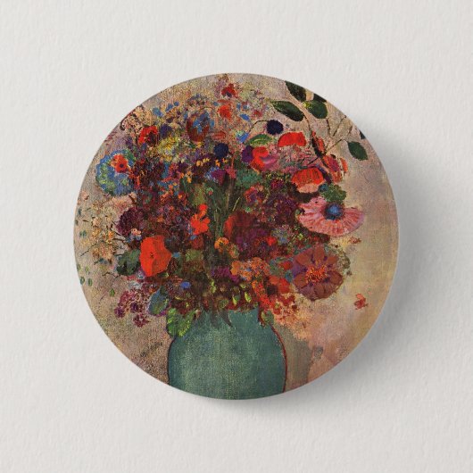 Turkse Vase door Odilon Redon,  bloemen Kunst Ronde Button 5,7 Cm (Voorkant)