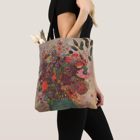 Turkse Vase door Odilon Redon, bloemen Kunst Tote Bag (Dichtbij)