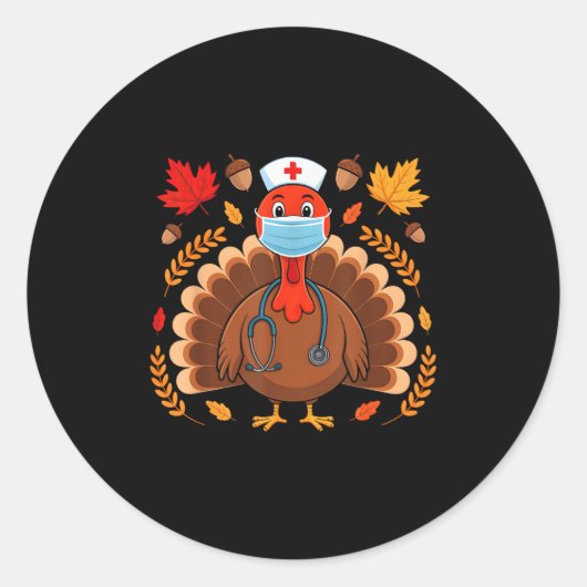 Turkse verpleegkundige Thanksgiving Topjes vrouwen Ronde Sticker (Voorkant)