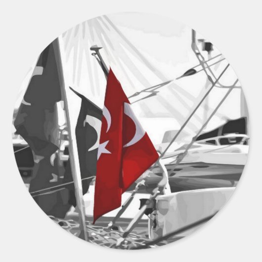 Turkse vlag - Al Sancak Ronde Sticker (Voorkant)