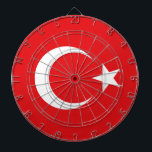 Turkse vlag dartbord<br><div class="desc">De Turkse vlag is rood met een aflopende maan in het midden en een vijfdelige ster.</div>