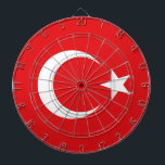 Turkse vlag dartbord<br><div class="desc">De Turkse vlag is rood met een aflopende maan in het midden en een vijfdelige ster.</div>