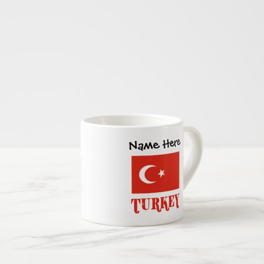 Turkse vlag en Turkije gepersonaliseerd Espresso Kop (Voorkant rechts)