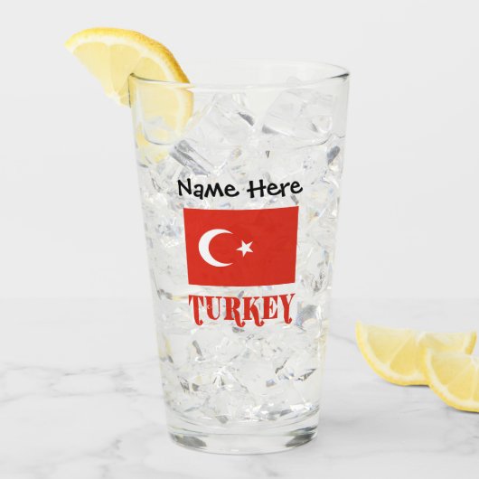 Turkse vlag en Turkije gepersonaliseerd Glas (Voorkant ijs)