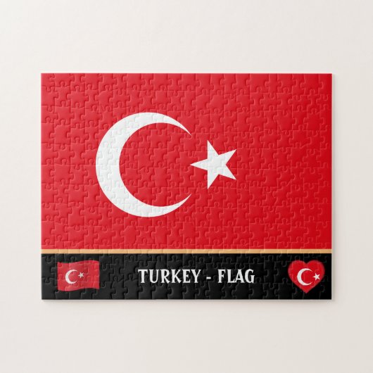 Turkse vlag en Turks land / Turkije Legpuzzel (Horizontaal)