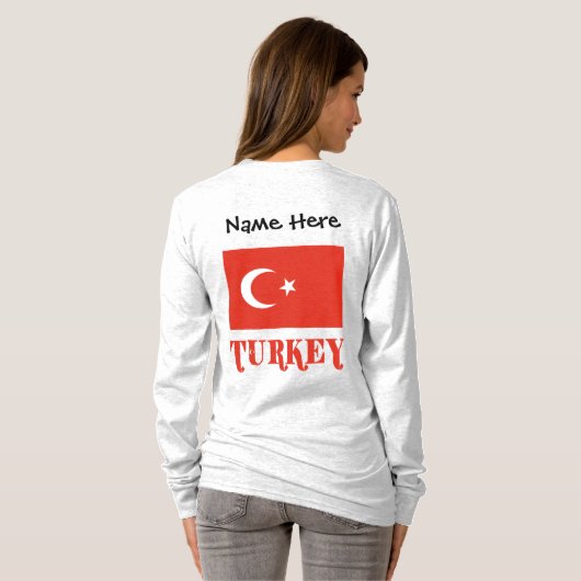 Turkse vlag gepersonaliseerd t-shirt (Achterkant volledig)