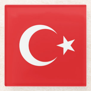 Turkse vlag glazen onderzetter