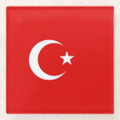 Turkse vlag glazen onderzetter (Voorkant)