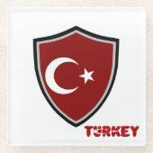 Turkse vlag glazen onderzetter (Voorkant)