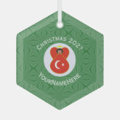 Turkse Vlag Kerst Engel Naam Jaar Hexagoon Glas Ornament (Voorkant)