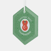 Turkse Vlag Kerst Engel Naam Jaar Hexagoon Glas Ornament (Voorkant links)
