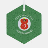 Turkse vlag Kerstmis, naam jaar Hexagon Glas Ornament (Achterkant)