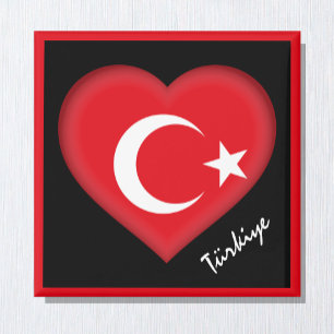 Turkse vlag Magneet, Hart, reizen, Türkiye Magneet