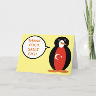 Turkse vlag met mevrouw Penguin Hartelijk dank Bedankkaart