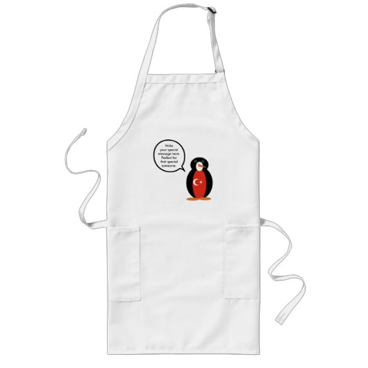 Turkse vlag met mevrouw Penguin Lang Schort (Voorkant)