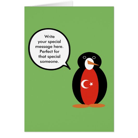 Turkse vlag met mevrouw Talking Penguin Kaart (Voorkant)