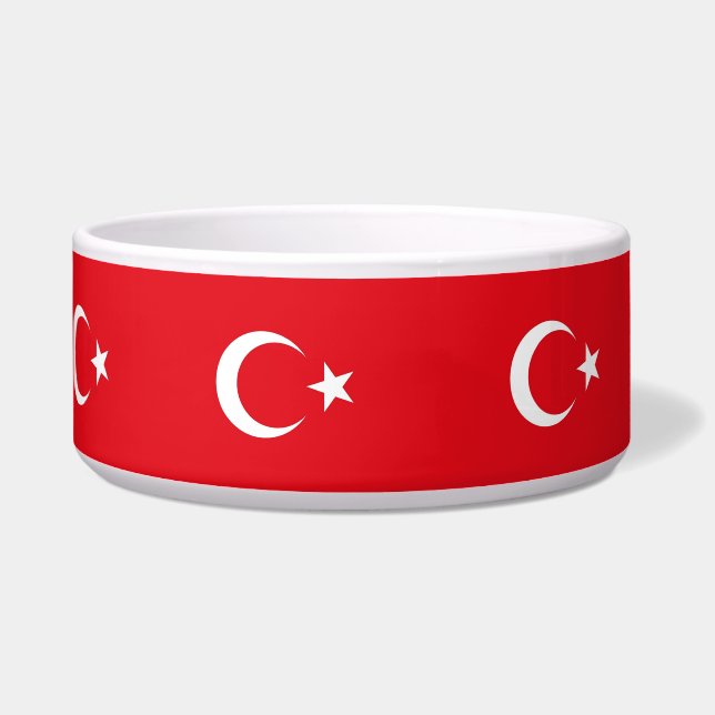 Turkse vlag op Pet Bowl Voerbakje (Links)