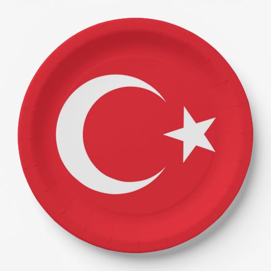 Turkse vlag papieren bordje (Voorkant)