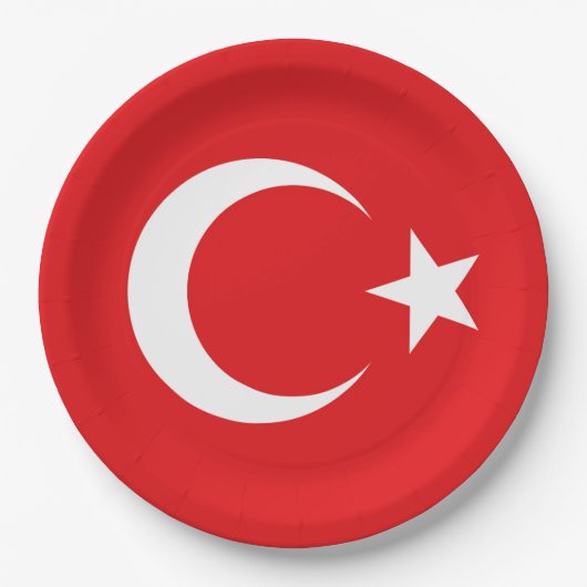 Turkse vlag papieren bordje (Voorkant)