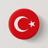 Turkse vlag ronde button 3,2 cm (Voorkant)