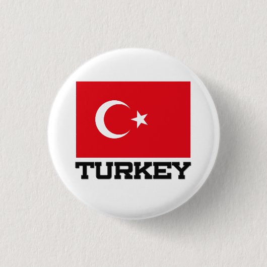 Turkse vlag ronde button 3,2 cm (Voorkant)
