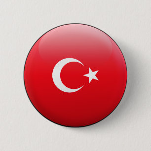 Turkse vlag ronde button 5,7 cm