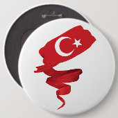 Turkse vlag ronde button 6,0 cm (Voorkant /achterkant)