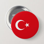 Turkse vlag ronde button 7,6 cm (Voorkant /achterkant)