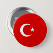 Turkse vlag ronde button 7,6 cm (Voorkant /achterkant)