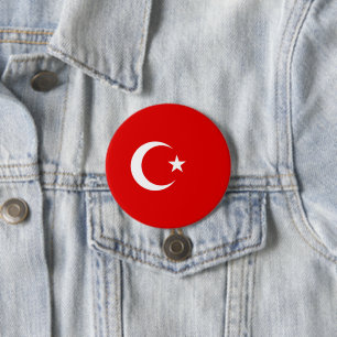 Turkse vlag ronde button 7,6 cm