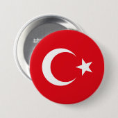 Turkse vlag ronde button 7,6 cm (Voorkant /achterkant)