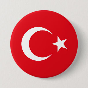 Turkse vlag ronde button 7,6 cm