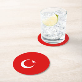 Turkse vlag ronde kartonnen onderzetter