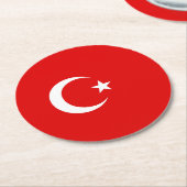 Turkse vlag ronde kartonnen onderzetter (Gebogen)