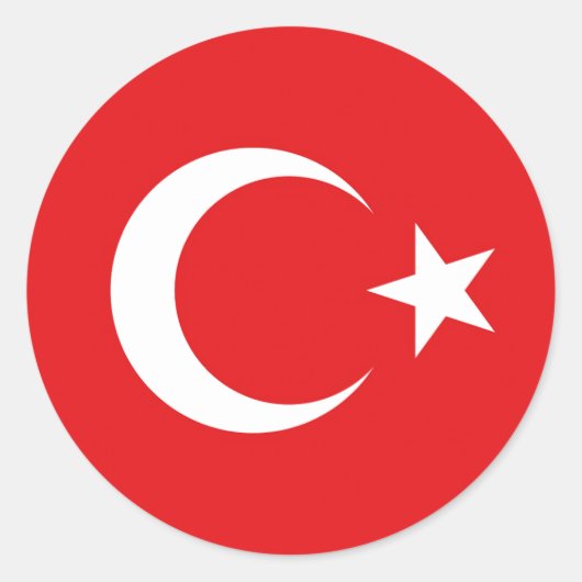 Turkse vlag ronde sticker (Voorkant)
